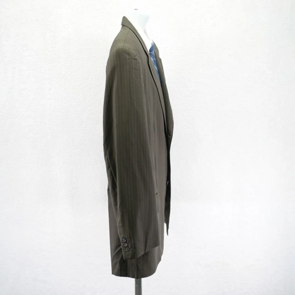 Pronto Uomo Couture Super 120s Wool Green Striped 2 Piece‎ Suit 44R 36 / 27